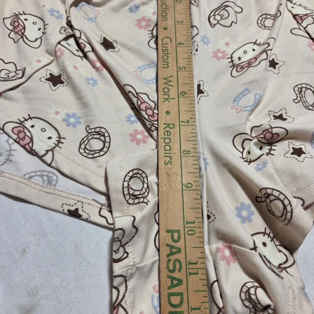 Hello Kitty Sanrio Cowgirl Pajama Shorts Peach Y2K Western Print Sleepwear XCH